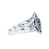 Vintage Cutout Spider Web Stylish Oxidized Statement Band Solid 925 Sterling Silver Thumb Ring (14.5mm)