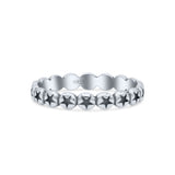Stackable Attractive Eternity Rounded Oxidized Stars Engraved Promise Band Solid 925 Sterling Silver Thumb Ring (3mm)