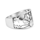 Dainty Sun Rays With Stars Sunshine Half Rounded Design Oxidized Statement Band Solid 925 Sterling Silver Thumb Ring (11.4mm)