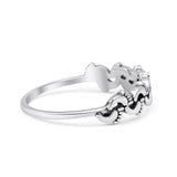 Vintage Baby Footprint Oxidized Trendy Band Solid 925 Sterling Silver Thumb Ring (4.7mm)