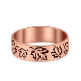 Oak Leaf Engraved Oxidized Band 925 Sterling Silver Thumb Ring (5.7mm)