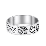 Oak Leaf Engraved Oxidized Band 925 Sterling Silver Thumb Ring (5.7mm)