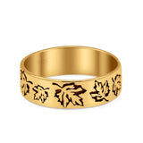 Oak Leaf Engraved Oxidized Band 925 Sterling Silver Thumb Ring (5.7mm)