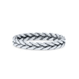 Unique Braided Celtic Criss Cross Weave Oxidized Rope Knot Style Fascinating Band Solid 925 Sterling Silver Thumb Ring (3.2mm)