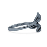 Elegant Rose Flower And Leaves Artisan Adjustable Oxidized Trendy Band Solid 925 Sterling Silver Thumb Ring (10.4mm)