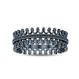 Antique Style Eternity Beautiful Artisan Designer Trending Oxidized Band Solid 925 Sterling Silver Thumb Ring (6.5mm)