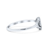 Dainty Infinity Casual Chic Double Heart Minimalist Oxidized Fashion Band Solid 925 Sterling Silver Thumb Ring (8.3mm)