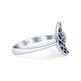 Celestial Moon And Sun Filigree Crescent Affectionate Fashion Oxidized Ring Band Thumb Ring (11.2mm)