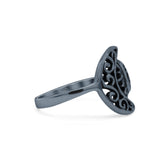 Filigree Crescent Moon & Sun Ring Oxidized 925 Sterling Silver (14.6mm)