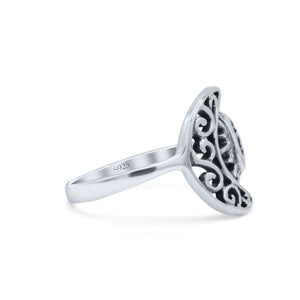 Filigree Crescent Moon And Sun With Oxidized Modern Design Band Solid 925 Sterling Silver Thumb Ring (14.6mm)