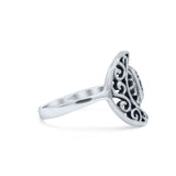 Filigree Crescent Moon & Sun Ring Oxidized 925 Sterling Silver (14.6mm)