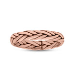 Dainty Braided Celtic Weave Rope Knot Handmade Design Oxidized Band Solid 925 Sterling Silver Thumb Ring (3.6mm)