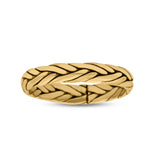 Dainty Braided Celtic Weave Rope Knot Handmade Design Oxidized Band Solid 925 Sterling Silver Thumb Ring (3.6mm)