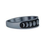 Handmade Vintage Crescent And Full Moon Phases Statement Style Trending Oxidized Band Thumb Ring (5.6mm)