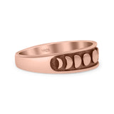 Handmade Vintage Crescent And Full Moon Phases Statement Style Trending Oxidized Band Thumb Ring (5.6mm)
