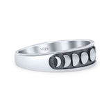 Handmade Vintage Crescent And Full Moon Phases Statement Style Trending Oxidized Band Thumb Ring (5.6mm)