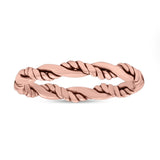 Braided Twisted Rope Dainty Double Band Oxidized Band Thumb Ring (2.8mm)