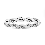 Braided Twisted Rope Dainty Double Band Oxidized Band Thumb Ring (2.8mm)
