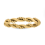 Braided Twisted Rope Dainty Double Band Oxidized Band Thumb Ring (2.8mm)