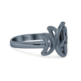 Iconic Half Moon And Star Goddess Triple Pentacle Design Pentagram Trending Oxidized Band Thumb Ring (12.5mm)
