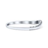 Curved Shape Half Eternity Dainty Oxidized Band Thumb Ring (2mm)
