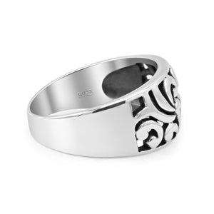 Filigree Open Swirl Designer Friendly Traditional Oxidized Fashion Band Solid 925 Sterling Silver Thumb Ring (10mm)