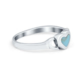 Heart Promsie Ring Round Simulated Turquoise Cubic Zirconia 925 Sterling Silver