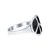 Peace Sign Ring Simulated Turquoise Cubic Zirconia 925 Sterling Silver