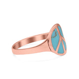 Peace Sign Ring Simulated Turquoise Cubic Zirconia 925 Sterling Silver