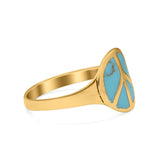 Peace Sign Ring Simulated Turquoise Cubic Zirconia 925 Sterling Silver