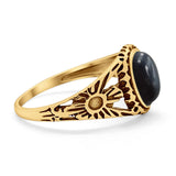 Flower Shank Oxidized Antique Vintage Style Oval Ring Solid 925 Sterling Silver