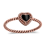 Petite Dainty Heart Promise Ring Band Oxidized Braided 925 Sterling Silver