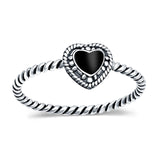 Petite Dainty Heart Promise Ring Band Oxidized Braided 925 Sterling Silver