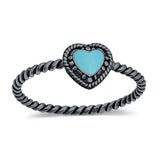 Petite Dainty Heart Promise Ring Band Oxidized Braided 925 Sterling Silver