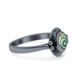 Petite Dainty Round Solitaire Promise Ring Band Oxidized Braided 925 Sterling Silver