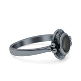 Petite Dainty Round Solitaire Promise Ring Band Oxidized Braided 925 Sterling Silver