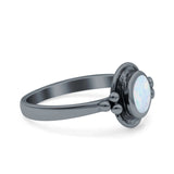 Petite Dainty Round Solitaire Promise Ring Band Oxidized Braided 925 Sterling Silver