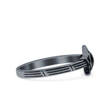 Star Petite Dainty Round Promise Ring Band Oxidized Braided 925 Sterling Silver (8mm)