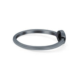 Petite Dainty Round Promise Ring Band Oxidized 925 Sterling Silver (8mm)