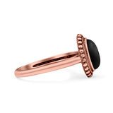 Petite Dainty Lab Opal Ring Solid Round Oxidized 925 Sterling Silver
