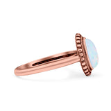 Petite Dainty Lab Opal Ring Solid Round Oxidized 925 Sterling Silver