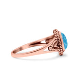 Filigree Petite Dainty Lab Opal Ring Solid Oval Oxidized 925 Sterling Silver
