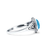 Filigree Petite Dainty Lab Opal Ring Solid Oval Oxidized 925 Sterling Silver