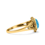 Filigree Petite Dainty Lab Opal Ring Solid Oval Oxidized 925 Sterling Silver