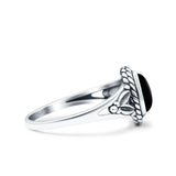 Filigree Petite Dainty Lab Opal Ring Solid Oval Oxidized 925 Sterling Silver