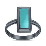 16mm Radiant Cut Solitaire Ring Thumb Ring Simulated Turquoise 925 Sterling Silver