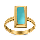 16mm Radiant Cut Solitaire Ring Thumb Ring Simulated Turquoise 925 Sterling Silver