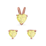 Heart Shape Jewelry Matching Set Pendant Earring Simulated Cubic Zirconia 925 Sterling Silver