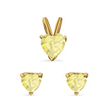 Heart Shape Jewelry Matching Set Pendant Earring Simulated Cubic Zirconia 925 Sterling Silver