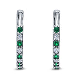 Half Eternity Huggie Hoop Earrings Round Simulated Cubic Zirconia 925 Sterling Silver (16mm)
